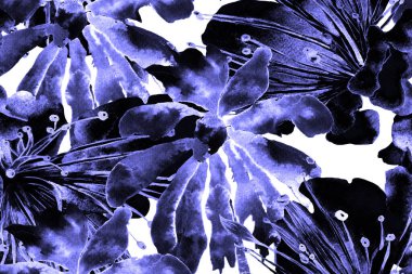 Etnik Aloha İlişkisi. Egzotik Bikini Özgeçmişi. Indigo Mavi Suluboya Yatay Tropik Tasarım. Palm Geometric Mayo desenli. Tropikal Kusursuz Desen. Palmiye Yaprakları Eğlenceli Doku.