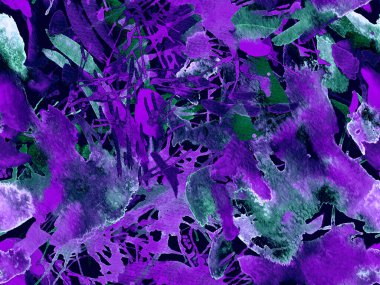 Tehlike izi yok. Mor suluboya fırça darbesi grunge tasarımı. Suluboya boya boya tasarımı. Kademeli mürekkep lekeleri. Çamur tabakası. Sıvı damlayan fırça sonsuz iz.