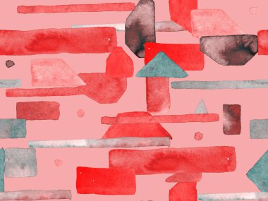 Bauhaus Kusursuz Düzen. Suluboya Geometrik Kırmızı Pembe Çizgiler Tasarımı. Sanat Organik Geo Arkaplanı. Büyük Çağdaş Asgari Yazdırma. Moda Eğlencesi Soyut Boyası Suluboya Renk Çizgileri.