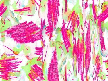 Geometrik Suluboya Kumaş Tasarımı. Soyut Doku Arkaplanı. Klasik Doku İllüstrasyonu. Sıvı, dikişsiz kiremit. Psikedelik Kâğıt. Suluboya kusursuz desen. Yeşil ve Kırmızı