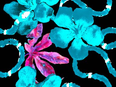 Elapidae Egzotik Geçmişi. Yılan Derisi Parmak izi. Zehirli Ejder Taklidi. Aspid Pürüzsüz Düzen. Klasik Mavi ve Lush Lav Kırmızısı El Tropikal Kalıbı. Afrika Safari Deri ve Flora İllüstrasyon.