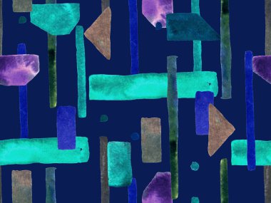 Bauhaus Kusursuz Düzen. Suluboya Geometrik İndigo, Mavi Çizgiler Tasarımı. Sanat Organik Geo Arkaplanı. Büyük Moda Asgari Baskı. Moda Eğlencesi Soyut Boyası Suluboya Renk Çizgileri.