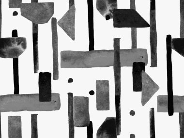 Bauhaus Kusursuz Düzen. Suluboya Geometrik Siyah ve Beyaz Çizgiler Tasarımı. Sanat Organik Geo Arkaplanı. Büyük Moda Asgari Baskı. Moda Eğlencesi Soyut Boyası Suluboya Renk Çizgileri.