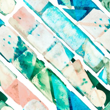 Suluboya Moda Sanatı. Afrika Geo Fırça darbesi. Eğlenceli Geometri. Freehand Suluboya Hatları. 70 'lerin Renkli Kübizm İllüstrasyonu. Organik arka plan. Çivit mavisi ve gri tonlu Bauhaus Kusursuz Desen.