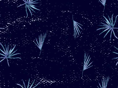 İndigo egzotik desen. Canavar ve amber çiçekleri tropik buket. Hawaii tişörtü ve mayo fayansı. Yatay Kaliforniya doğal doku tasarımı. Aşırı doğal botanik tasarımı.