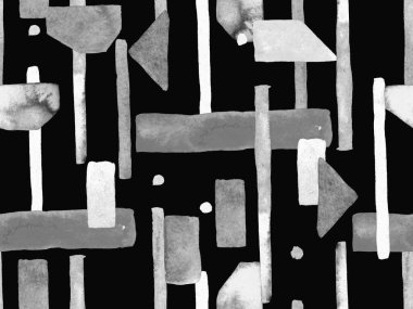 Bauhaus Kusursuz Düzen. Suluboya Geometrik Siyah ve Beyaz Çizgiler Tasarımı. Sanat Organik Geo Arkaplanı. Büyük Moda Asgari Baskısı. Moda Eğlencesi Soyut Boyası Suluboya Renk Çizgileri.