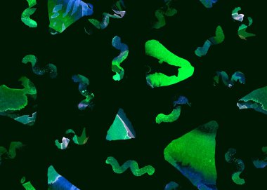 Üçgen desen. Siyah, mavi ve yeşil geometri arka planı. Yarım ton hister dokusu. Geometrik grafik tasarım. El çizimi mürekkep izi. Tek renkli üçgen, dikişsiz desen. Eski baskı.