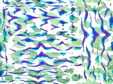 Geometrik hayvan dokusu. Afrika deseni. Çizgili, kusursuz desen. Suluboya Kamuflaj Tasarımı. Soyut Safari fayansı. Zebra Deri İzi. Hayvan kamuflajı arka planı. Yeşil ve Su Mentonu