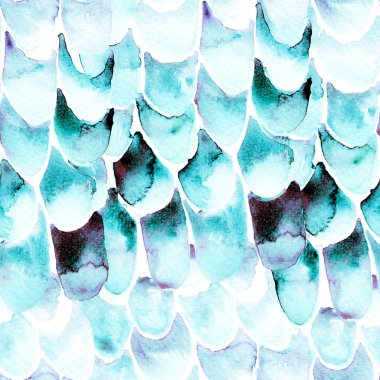 Mavi Turkuaz Yılan Kusursuz Şablon. Suluboya El Çizilmiş Piton Yazısı. Kobra Derisi Egzotik Doku. Geometrik Yılan Arkaplanı. Zehir ve Yılan derisi. Suluboya El Boyalı Döşeme Deseni.