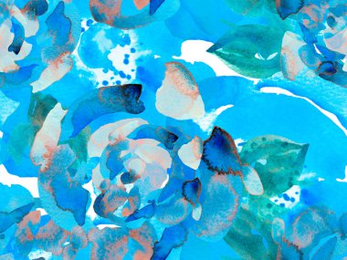 Egzotik Mayo Tasarımı. Hawaii Kova Parmak izi. Suluboya Güller, Şakayık ve Yapraksız Kalıp. Yaz Çiçeği Arkaplanı. Botanik Çiçek İllüstrasyonu. Vintage Peonie Eko Uyum. 