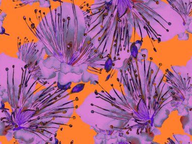 Kalın Çiçekler. Kızıl Arkaplanda Büyük Hawaii Kusursuz Parmak İzi. Büyük Tropikal Yaz Suluboya Lilikoi Sonsuz Geçmişi. Soyut Kalın Çiçek Yazdırma. 