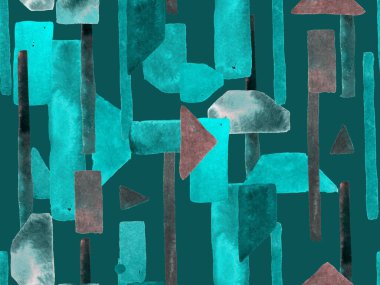 Bauhaus Kusursuz Düzen. Suluboya Geometrik Yeşil Teal Çizgileri Tasarımı. Sanat Organik Geo Arkaplanı. Büyük Yaratıcı Asgari Yazdırma. Moda Eğlencesi Soyut Boyası Suluboya Renk Çizgileri.