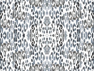 Siyah ve Beyaz Leopar desensiz. Suluboya El Çita Yazısı. Vahşi Cilt Egzotik Doku. Geometrik Kürk arka planı. Leopar ve Jaguar Deri. Suluboya El Boyalı Cilt Deseni.