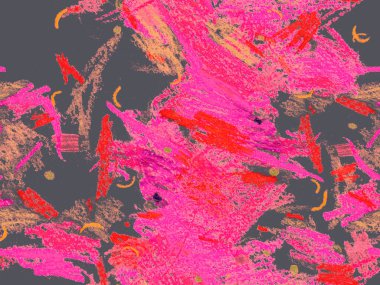 Modern Yazı Başlığı. Kırmızı Üzerine Sevimli Büyük Çağdaş Geometrik Kusursuz Desen, Yatay Şablon İçin Pembe Arkaplan. Büyük Çağdaş Küçük Yazdırma. Tebeşir Yazı Başlığı.