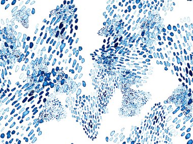 Çivit mavisi, kusursuz hayvan deseni. Suluboya el izi. Afrika egzotik kamuflajı. Geometrik suluboya arka plan. Vahşi hayvan kürkü dokusu. Suluboya El Boyalı Cilt Deseni.