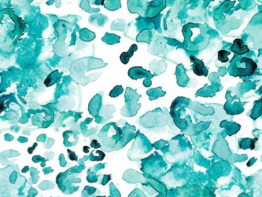 Yeşil Leopar Kusursuz Desen. Suluboya El Çita Yazısı. Vahşi Cilt Egzotik Doku. Geometrik Kürk arka planı. Leopar ve Jaguar Deri. Suluboya El Boyalı Cilt Deseni.