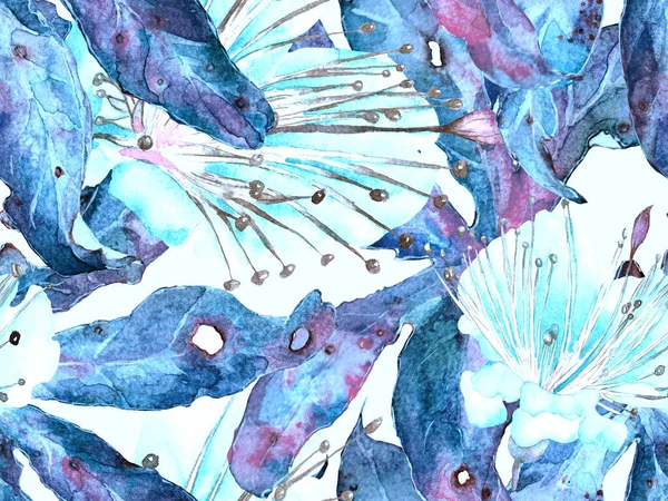 Cesur Çiçek Tasarımı. Büyük Hawaii İşaretsiz Mavi Parmak izi, Indigo Arkaplan. Büyük Hawaii Yaz Sulu Renkli Lilikoi Sonsuz Geçmişi. Sanatsal Kalın Çiçek Tasarımı.