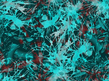 Sıvı, pürüzsüz desen. Mavi suluboya fırça darbesi grunge tasarımı. Suluboya kaotik sıçrama boya tasarımı. Elle çizilmiş mürekkep lekeleri. Toprak sıçrama deseni. Sıvı damlayan fırça sonsuz iz.