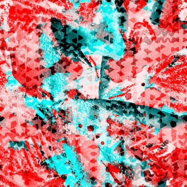 Üçgen desen. Pembe ve mavi geometri arka planı. İz sürücü dokusu. Geometrik grafik tasarım. El çizimi mürekkep izi. Asgari üçgen kusursuz desen. Yazdırma baskısı.