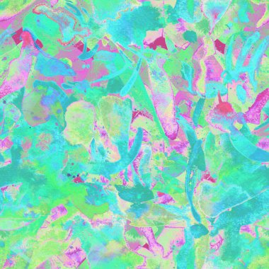 Suluboya egzotik, pürüzsüz desen. Kabile renginde boya fırçası izi. Soyut sıçrama, suluboya tasarımı. Mayo dokusu. Çiçekli Coachella pürüzsüz desen. Etnik soyut karma sanat eserleri.