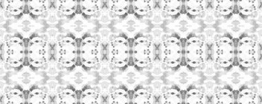 Eğlenceli Simetrik Sınır Uyumu. Gri tonlu Geometrik Etnik Şekilsiz Sulu Boyalı El Çizim Batik. Psikedelik Halk Arkaplanı. Allover Etnik Mayo Tasarımı Ikat Yatay Doku.