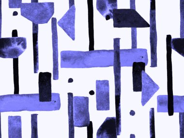 Bauhaus Kusursuz Düzen. Suluboya Geometrik İndigo, Mavi Çizgiler Tasarımı. Sanat Organik Geo Arkaplanı. Büyük Olağandışı Asgari Parmak izi. Moda Eğlencesi Soyut Boyası Suluboya Renk Çizgileri.