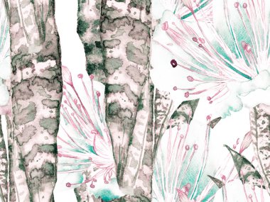 Egzotik Mayo Tasarımı. Hawaii Kova Parmak izi. Plastik Pembe ve Gri Suluboya Tertemiz Kalıp 'ı terk ediyor. Klasik Eko Uyum. Yaz Çiçeği Arkaplanı. Botanik Ormanı Çizimi.