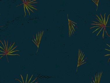 Yeşil egzotik desen. Canavar yaprakları ve amber çiçekleri yaz baskısı. Hawaii tişörtü ve mayo fayansı. Yatay Kaliforniya doğal doku tasarımı. Aşırı doğal botanik tasarımı.