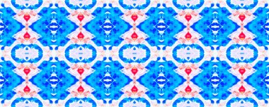 Geometrik Etnik Kusursuz Düzen. Ikat Yatay Doku. Eğlenceli Simetrik Sınır Uyumu. Gökyüzü Suluboya El Kaplama Batik. Psikedelik Halk Arkaplanı. Allover Etnik Mayo Tasarımı.