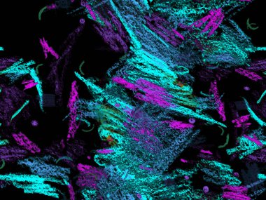 Yaratıcı Boya Başlığı. Mavi 'de Sevimli Büyük Olağandışı Geometrik Desen Yatay Şablon için İndigo Arkaplanı. Büyük Yaratıcı Asgari Yazdırma. Soyut Boya Başlığı.