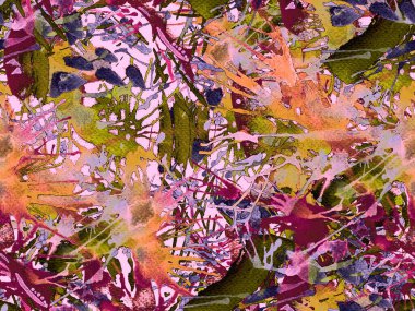 Sıvı, pürüzsüz desen. Kırmızı suluboya fırça darbesi grunge tasarımı. Suluboya kaotik sıçrama boya tasarımı. Kademeli mürekkep lekeleri. Toprak sıçrama deseni. Sıvı damlayan fırça sonsuz iz.