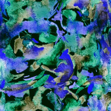 Fırça darbeleri. Siyah Yeşil Suluboya geometri baskısı. Pastel boyalı suluboya arka plan. El çizimi soyut sanat çizgisi. Tekrar eden mayo desenli. Fırça darbesi modern baskı.