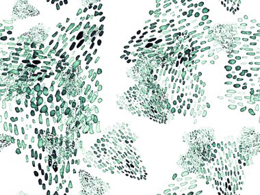 Yeşil ve Turkuaz Hayvansal Örnekler. Suluboya el izi. Afrika egzotik kamuflajı. Geometrik suluboya arka plan. Vahşi hayvan kürkü dokusu. Suluboya El Boyalı Cilt Deseni.