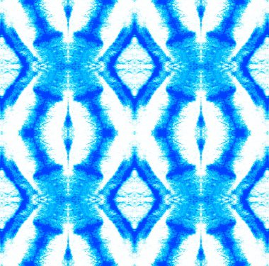 Indigo ve Blue Shibori kusursuz izler. Suluboya el çizimi batik. Yaz mürekkebi Japon çizimi. El yapımı suluboya gömlek boya desenli. Aztek kaleydoskop dokusu. Boyama Deseni.