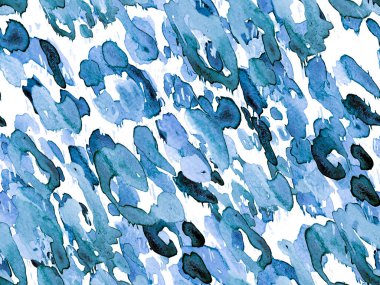 Mavi leopar desensiz Indigo deniz mavisi. Suluboya El Çita Yazısı. Vahşi Cilt Egzotik Doku. Geometrik Kürk arka planı. Leopar ve Jaguar Deri. Suluboya El Boyalı Cilt Deseni.