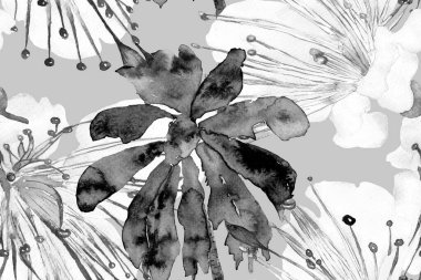 Etnik Aloha İlişkisi. Egzotik Bikini Özgeçmişi. Suluboya Yatay Tropik Tasarım. Palm Geometric Mayo desenli. Tropikal Kusursuz Desen. Palmiye yapraklarının eğlenceli dokusu. Siyah ve Beyaz