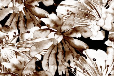 Etnik Aloha İlişkisi. Egzotik Bikini Özgeçmişi. Palmiye yapraklarının eğlenceli dokusu. Tropikal Kusursuz Desen. Kahverengi ve Bej Suluboya Yatay Tropik Tasarım. Palm Geometric Mayo Kalıbı.