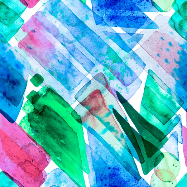 Freehand Suluboya Hatları. 70 'lerin Renkli Kübizm İllüstrasyonu. Mavi İndigo ve Tidewater Yeşil Bauhaus Kusursuz Desen. Eğlenceli Geometri. Organik arka plan. Suluboya Moda Sanatı. Afrika Jeo Fırça Vuruşu.