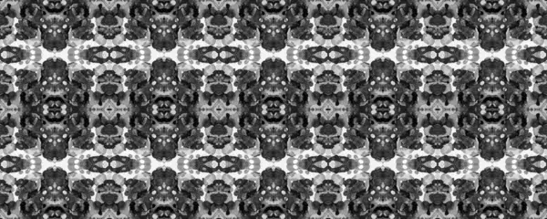 Geometrik Etnik Kusursuz Düzen Eğlenceli Simetrik Sınır Uyumu. Ikat Yatay Doku. Greyscale Suluboya El Çizim Batik. Psikedelik Halk Arkaplanı. Allover Etnik Mayo Tasarımı