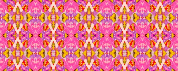 Fun Symmetric Border Rapport. Geometric Ethnic Seamless Pattern Ikat Horizontal Texture. Ruby Red Watercolor Hand Drawn Batik. Psychedelic Folk Background. Allover Ethnic Swimwear Design