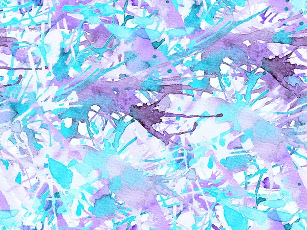 Tehlike izi yok. Mavi suluboya fırça darbesi grunge fayans. Suluboya kaotik sıçrama boya tasarımı. Kademeli mürekkep lekeleri. Toprak sıçrama deseni. Sıvı damlayan fırça sonsuz iz. 