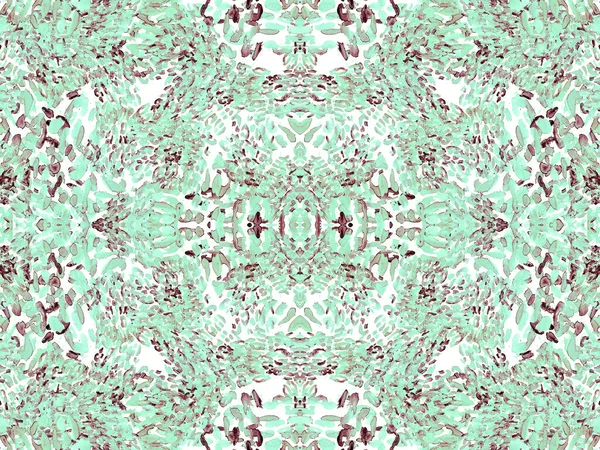 Yeşil Leopar Kusursuz Desen. Suluboya El Çita Yazısı. Vahşi Cilt Egzotik Doku. Geometrik Kürk arka planı. Leopar ve Jaguar Deri. Suluboya El Boyalı Cilt Deseni.