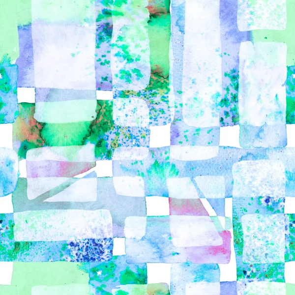 Mavi İndigo ve Tidewater Yeşil Bauhaus Kusursuz Desen. Organik arka plan. Eğlenceli Geometri. Suluboya Moda Sanatı. Afrika Geo Fırça darbesi. Freehand Suluboya Hatları. 70 'lerin Renkli Kübizm Çizimi.