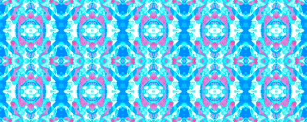 Eğlenceli Simetrik Sınır Uyumu. Suluboya El Çizilmiş Batik. Psikedelik Halk Arkaplanı. Allover Etnik Mayo Tasarımı. Geometrik Etnik Kusursuz Düzen. Mavi İkat Yatay Doku.