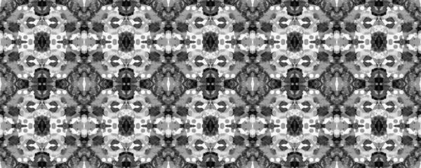 Geometrik Etnik Şekilsiz Şekilsiz Suluboya El Çizim Batik. Psikedelik Halk Arkaplanı. Allover Etnik Mayo Tasarımı Gri Ölçekli Eğlenceli Simetrik Sınır Uyumluluğu. Ikat Yatay Doku.