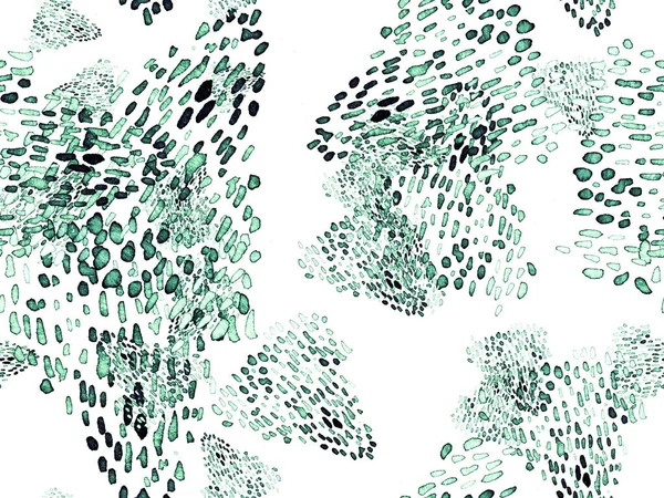 Yeşil ve Turkuaz Hayvansal Örnekler. Suluboya el izi. Afrika egzotik kamuflajı. Geometrik suluboya arka plan. Vahşi hayvan kürkü dokusu. Suluboya El Boyalı Cilt Deseni.