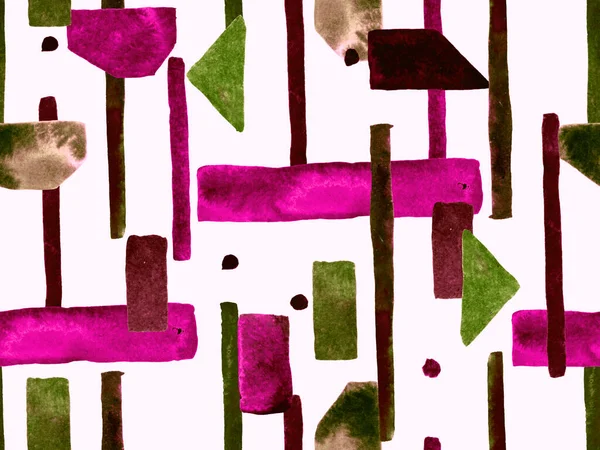 Bauhaus Kusursuz Düzen. Suluboya Geometrik Kırmızı Pembe Çizgiler Tasarımı. Sanat Organik Geo Arkaplanı. Büyük Çağdaş Asgari Yazdırma. Moda Eğlencesi Soyut Boyası Suluboya Renk Çizgileri.