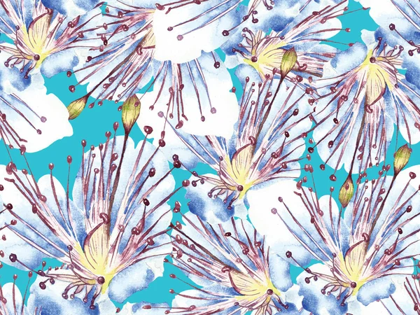 Çiçek desenli moda. Mavi İndigo 'da Büyük Hawaii Kusursuz Parmak izi. Büyük Hawaii Baharı Maracuja Sonsuz Arkaplanı. Rastgele Çiçek Deseni.