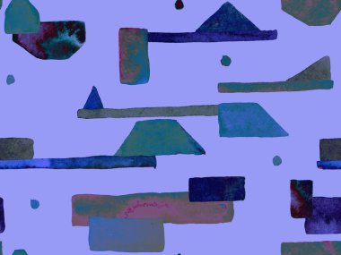 Bauhaus Kusursuz Düzen. Suluboya Geometrik İndigo, Mavi Çizgiler Tasarımı. Sanat Organik Geo Arkaplanı. Büyük Moda Asgari Baskısı. Moda Eğlencesi Soyut Boyası Suluboya Renk Çizgileri.