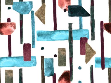 Bauhaus Kusursuz Düzen. Suluboya Geometrik İndigo, Mavi Çizgiler Tasarımı. Sanat Organik Geo Arkaplanı. Büyük Moda Asgari Baskısı. Moda Eğlencesi Soyut Boyası Suluboya Renk Çizgileri.